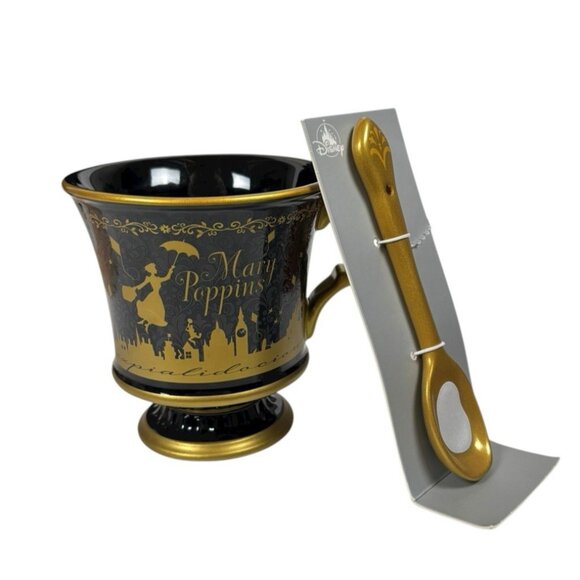 New Disney Parks Mary Poppins 60th Anniversary Ceramic Coffee Mug With Spoon - Picture 1 of 7